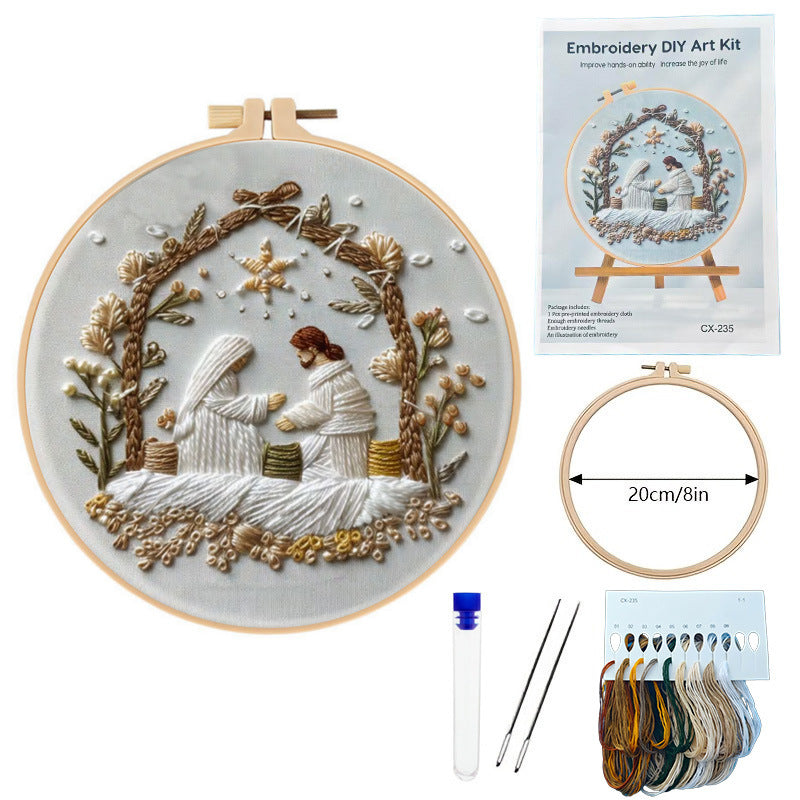 Kit de matériel de broderie de la Nativité Blanche de Noël