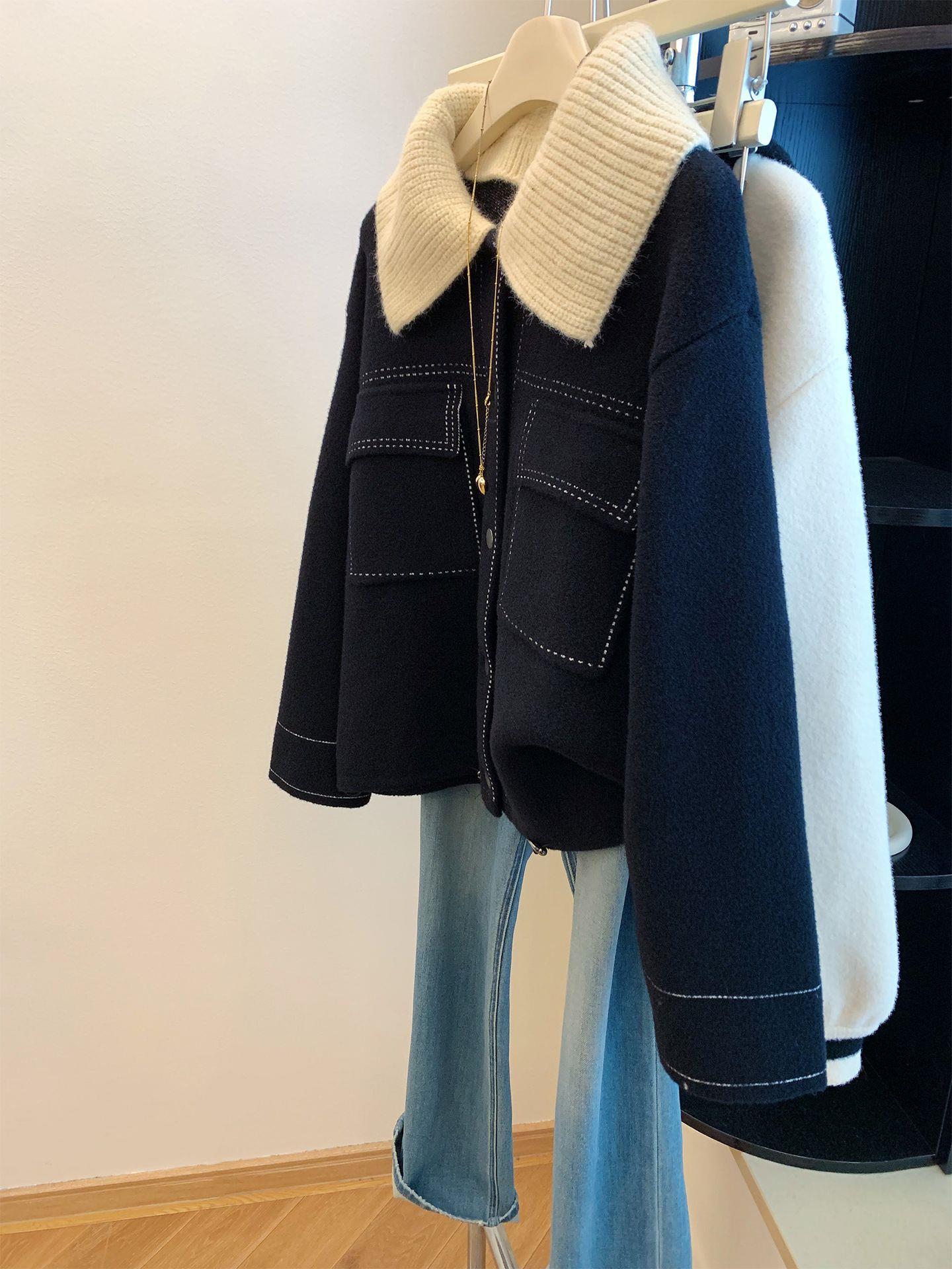 Top casual pour femmes en laine de col notch