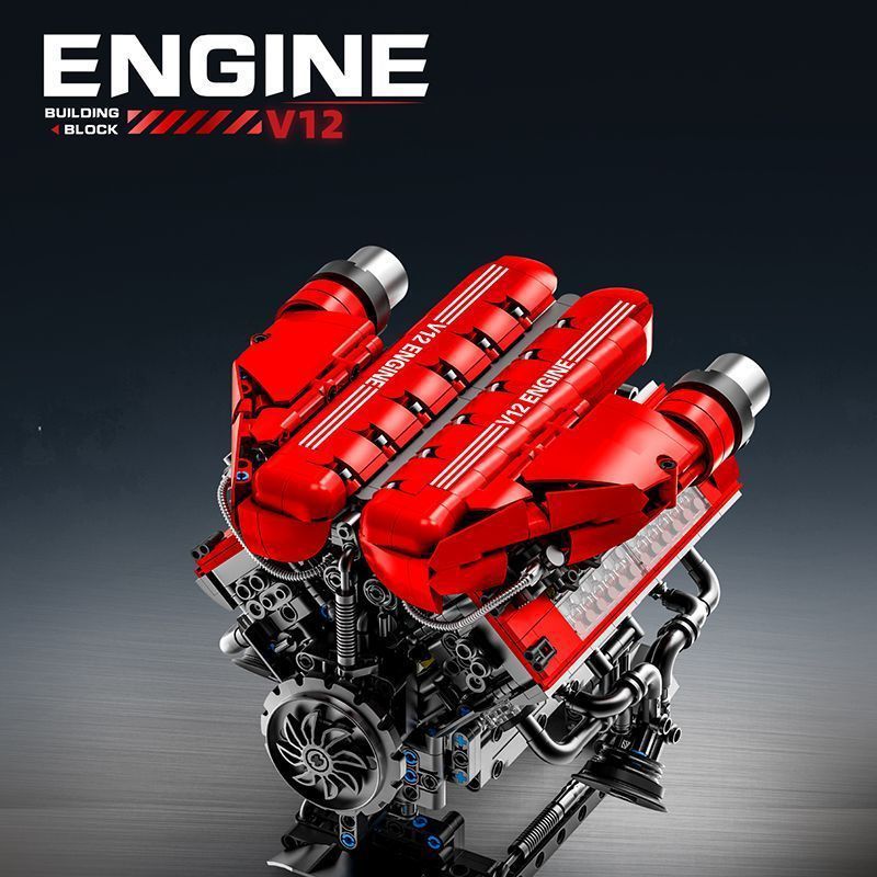 V12 Modèle de jouet de bloc de construction mécanique d'assemblage moteur