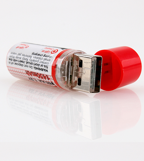 2 piles rechargeables USB AA 1450mAh 1,2V Ni-MH