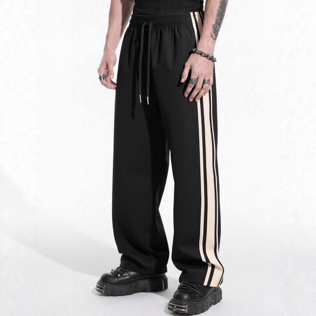 Pantalon de sport rayé homme avec deux bandes