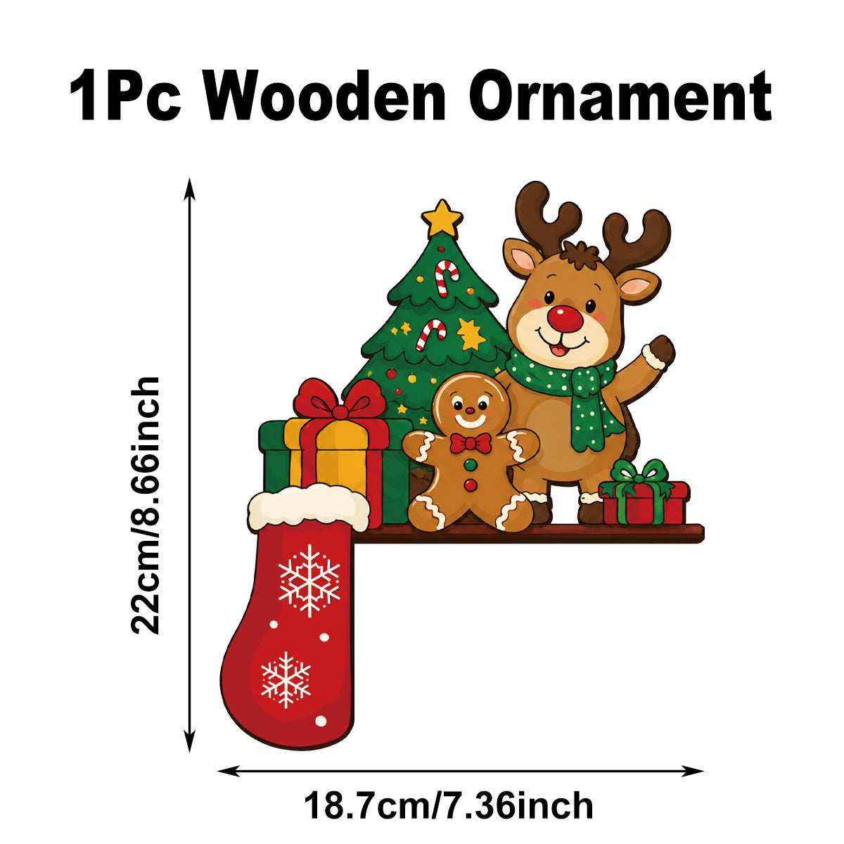 Ornement décoratif cadre de porte en bois de Noël