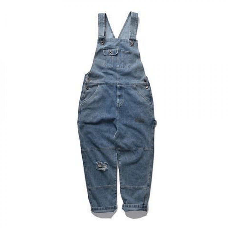 Rétro Hommes Détresse Denim Casual Suspendu