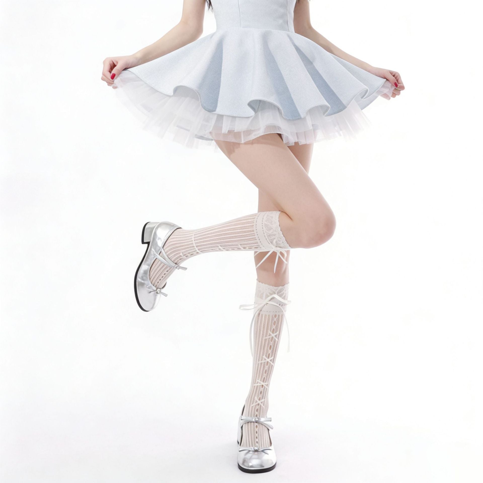 Chaussettes en dentelle de Mesh avec cravates
