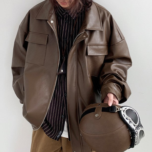 Veste en cuir perdu au printemps et en automne