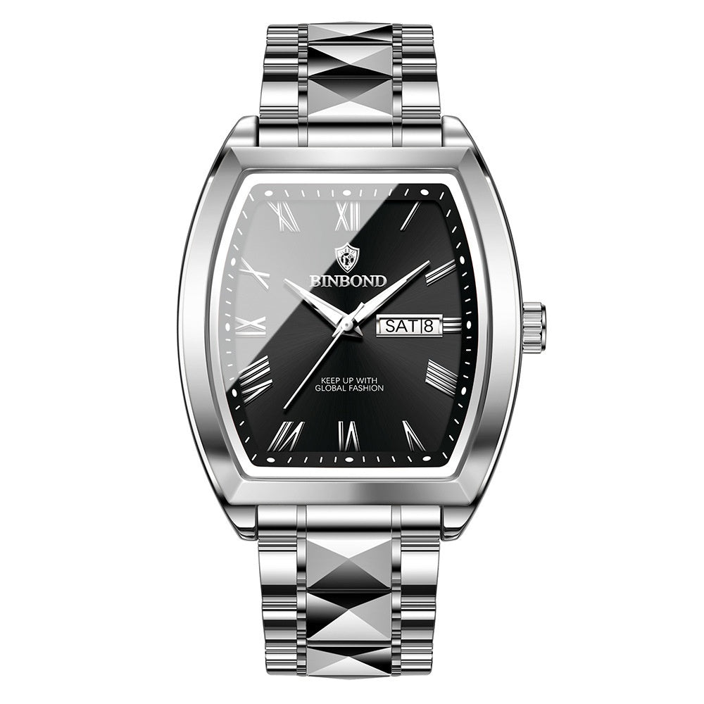 Dual Calendar pour hommes Montre à quartz lumineux