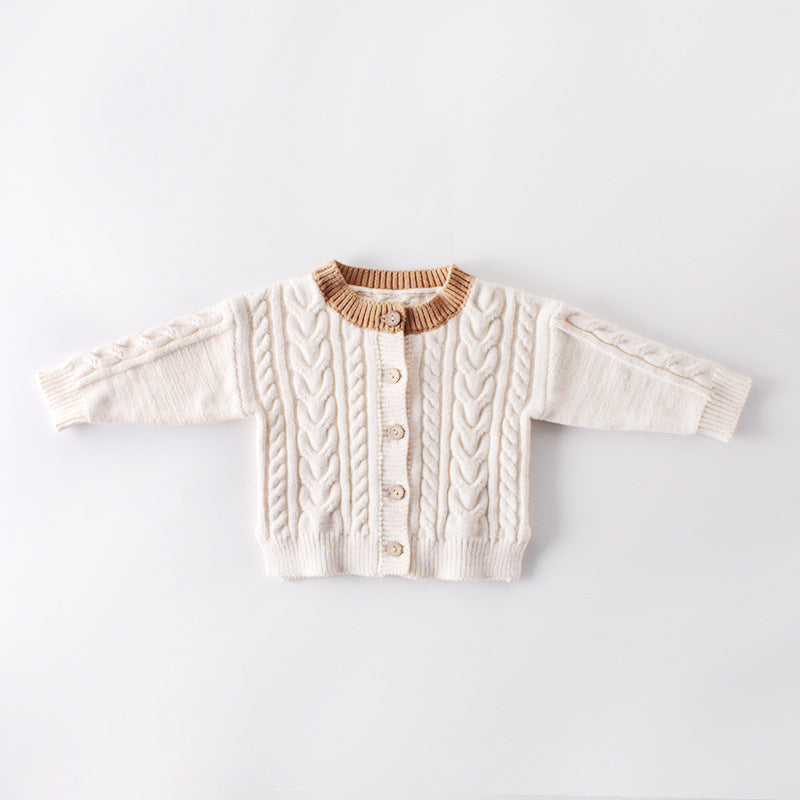 Chandail d'enfant Twist Knit Coat Top Cardigan tout-match