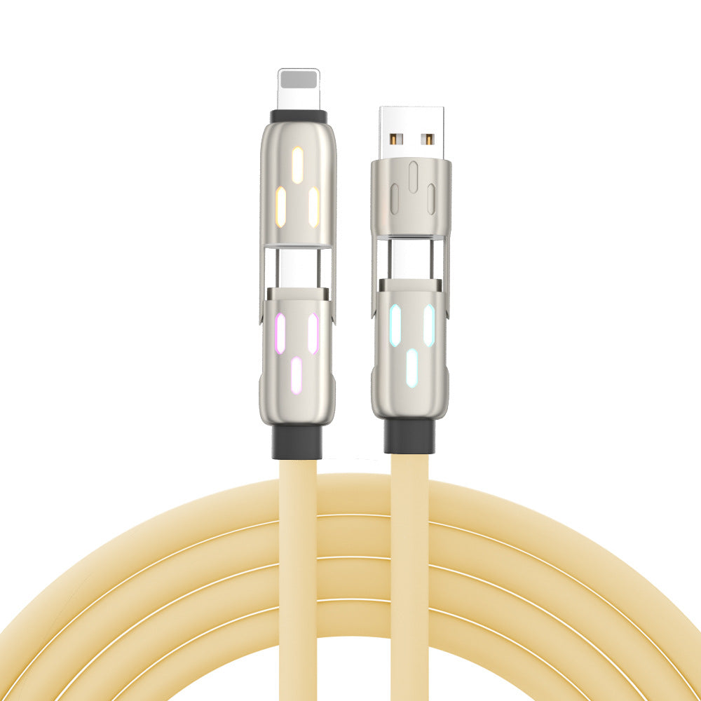 Adaptateur d'extension Real Silicone Data Câble de recharge de voiture quatre en un