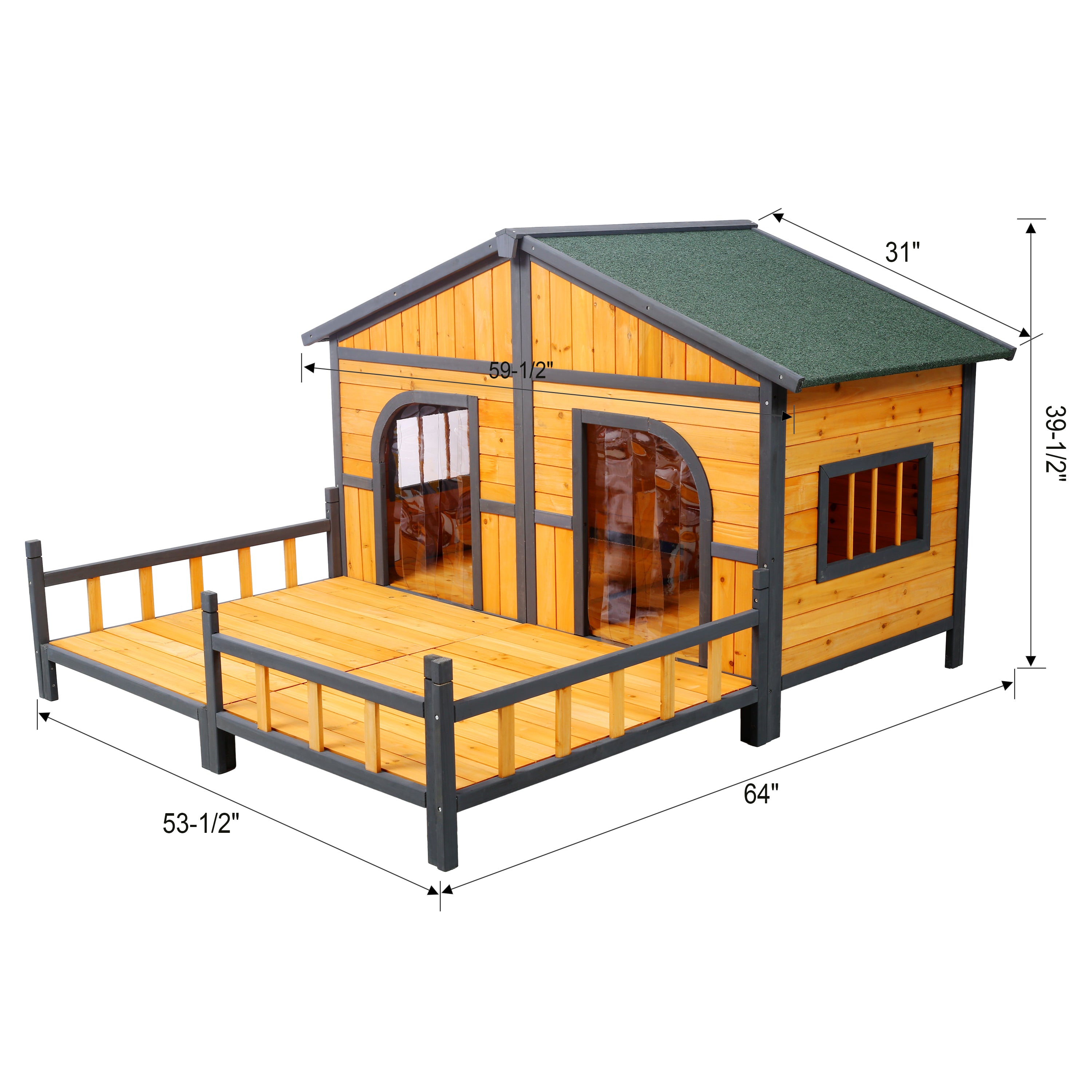 Grande maison de chien en bois extérieur Double XL Kennel de chien avec plancher élevé et porche