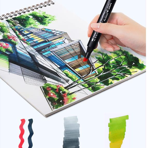 Double-tête alcool huileux couleur Animation stylo de peinture pour les étudiants professionnels d'art