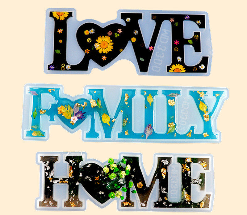 Lettre moule Epoxy moule diy Bijoux Abrasif miroir anglais amour Français mot Silicone moule
