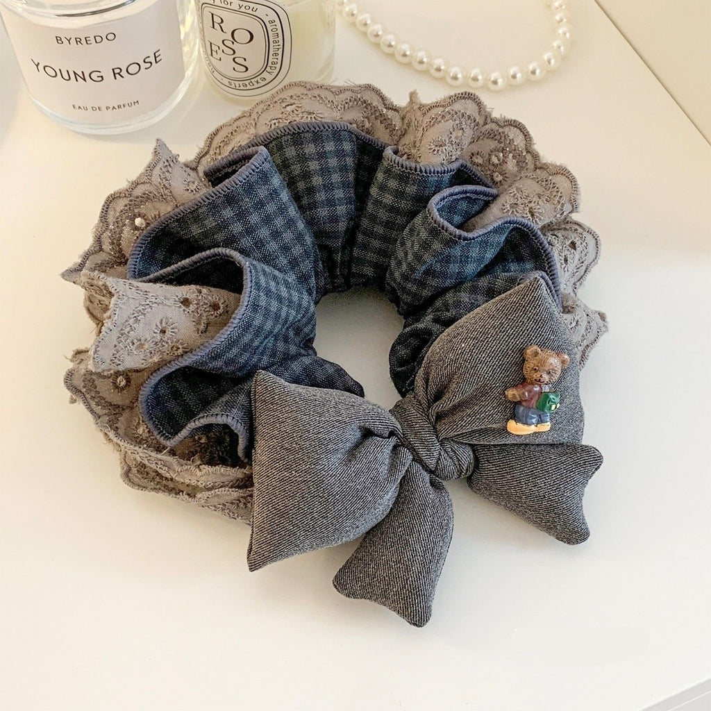 Cravate de cheveux en dentelle grise élégante pour les femmes