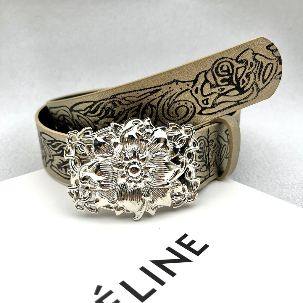 Ceinture féminine embossée vintage personnalisée style punk