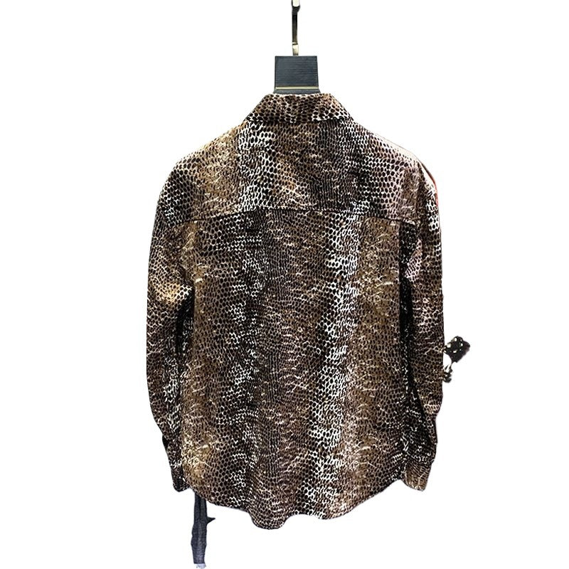Chemise casual homme mode avec imprimé peau de serpent