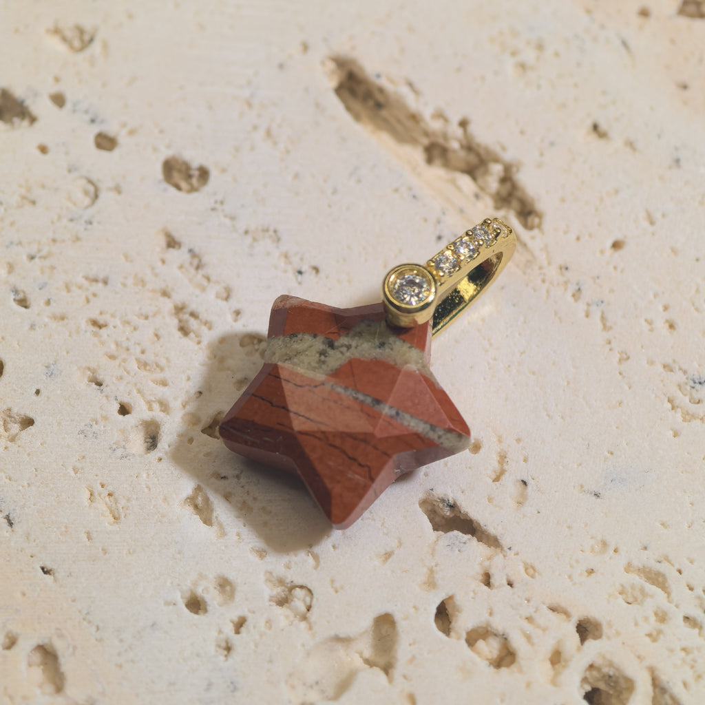 Pierre naturelle Coupe-surface Star Pendentif Star Charm à cinq points
