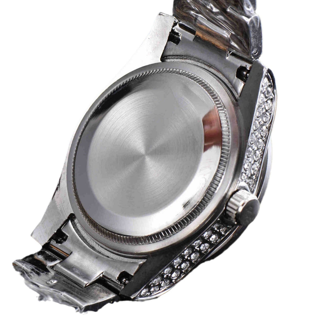 Montre Quartz en acier inoxydable tout diamant pour hommes
