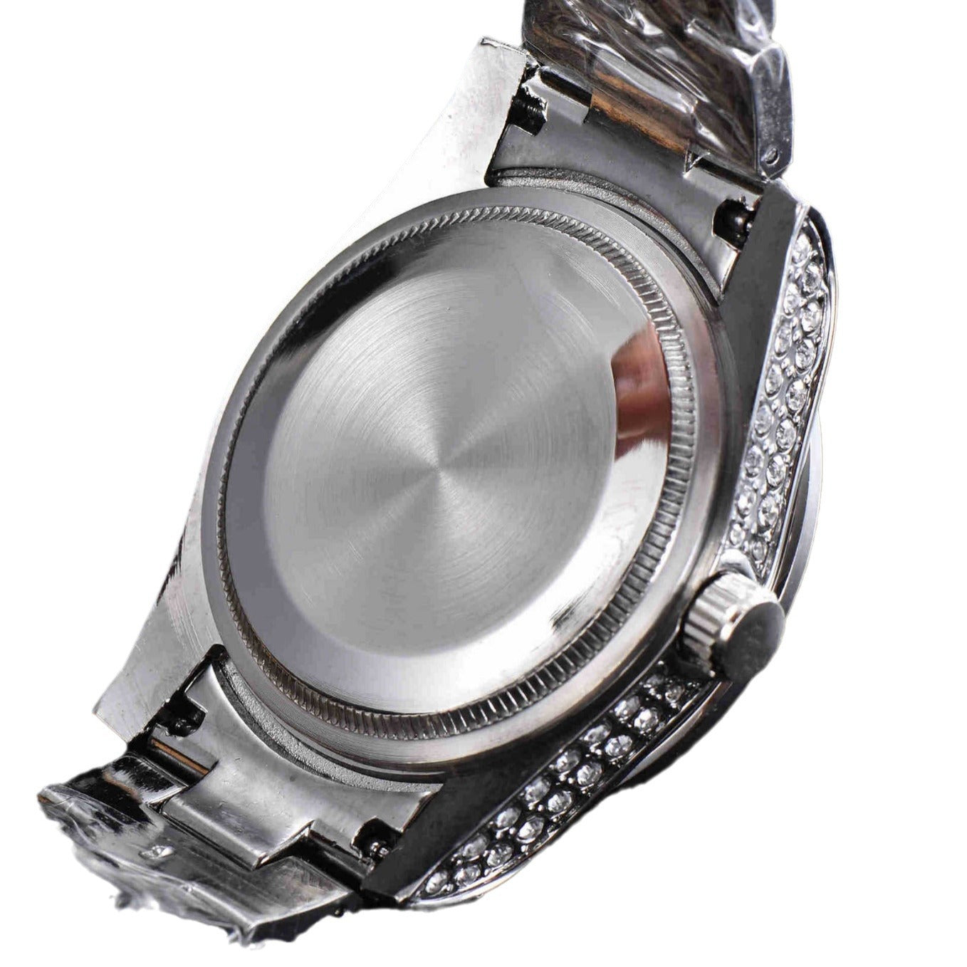 Montre Quartz en acier inoxydable tout diamant pour hommes