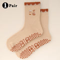 Chaussettes de yoga avec broderie cerise et citrons