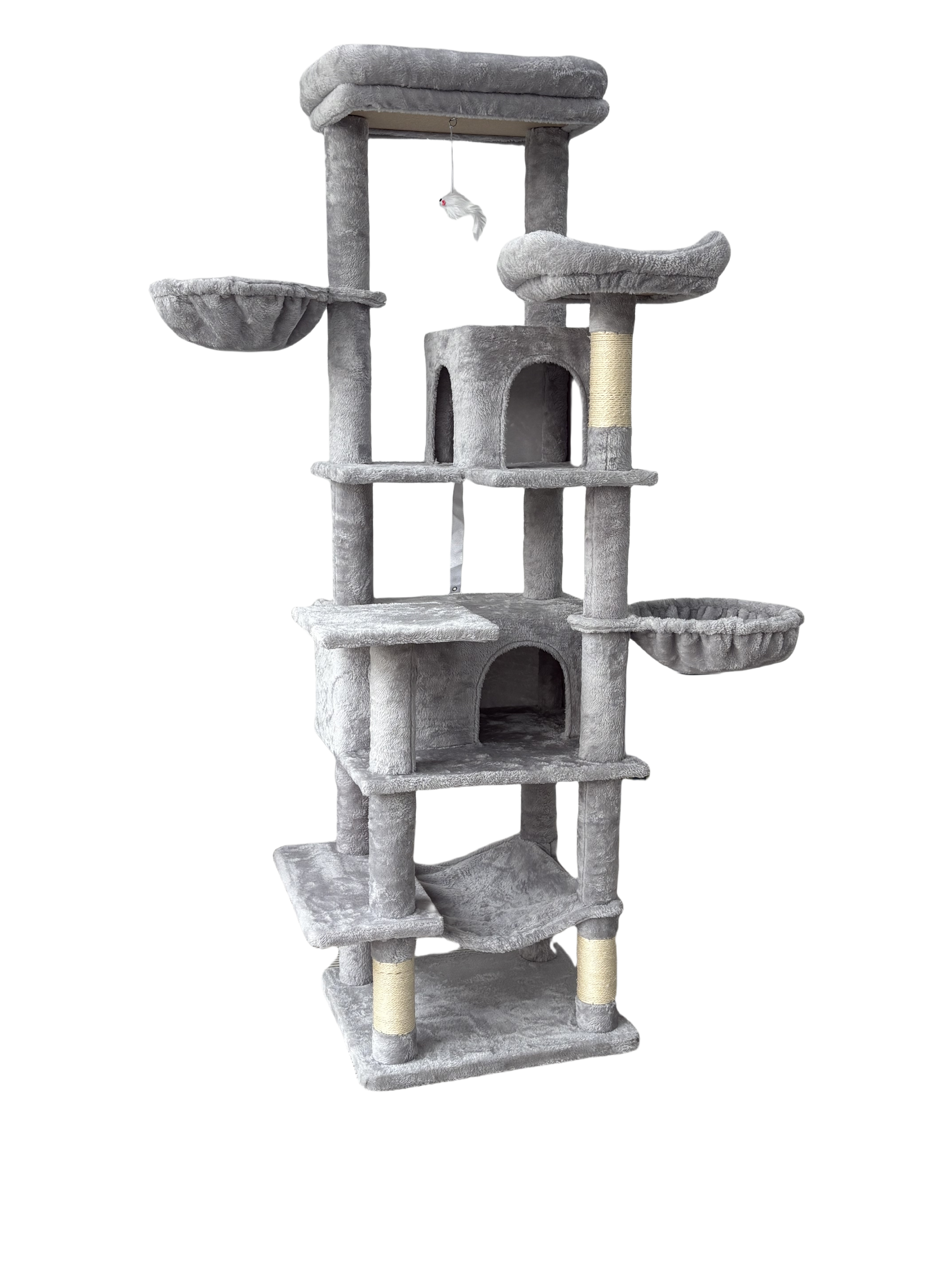 68in Grand arbre de chat vert multi-niveaux avec hamacs