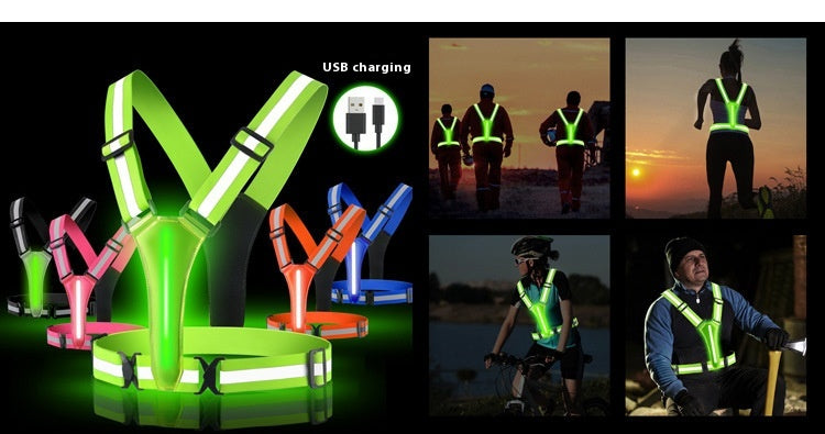 Course de nuit et vélo Veste réfléchissante avec Glow rechargeable