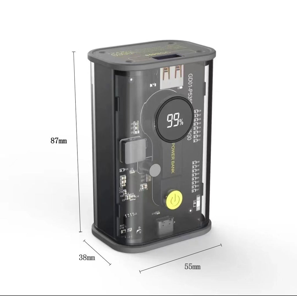 Banque de puissance industrielle transparente créative 10000 mAh