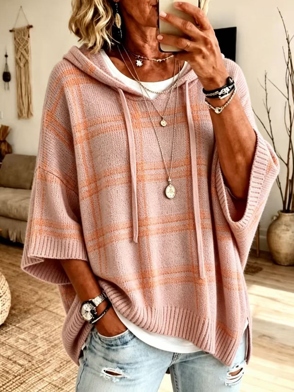 Chemise à capuche tricotée pour femmes