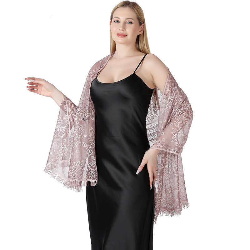 Tie-dye Floral Dentelle Écharpe Châle