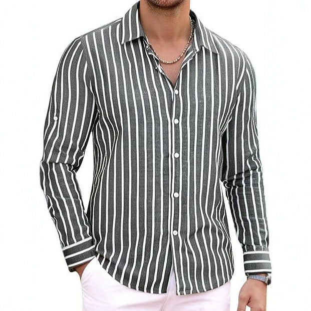 Chemise à manches longues à manches longues classique rayéeQuatre-Way Stretch Top Homme