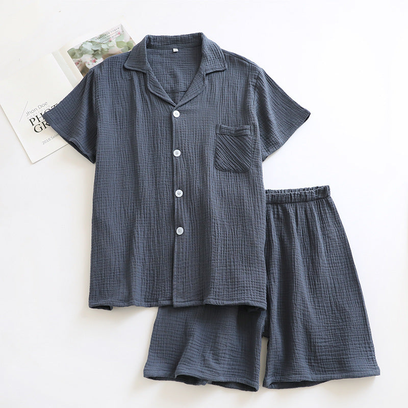 MUJI-style japonais-héritage Crepe à manches courtes Pajama Set avec shorts