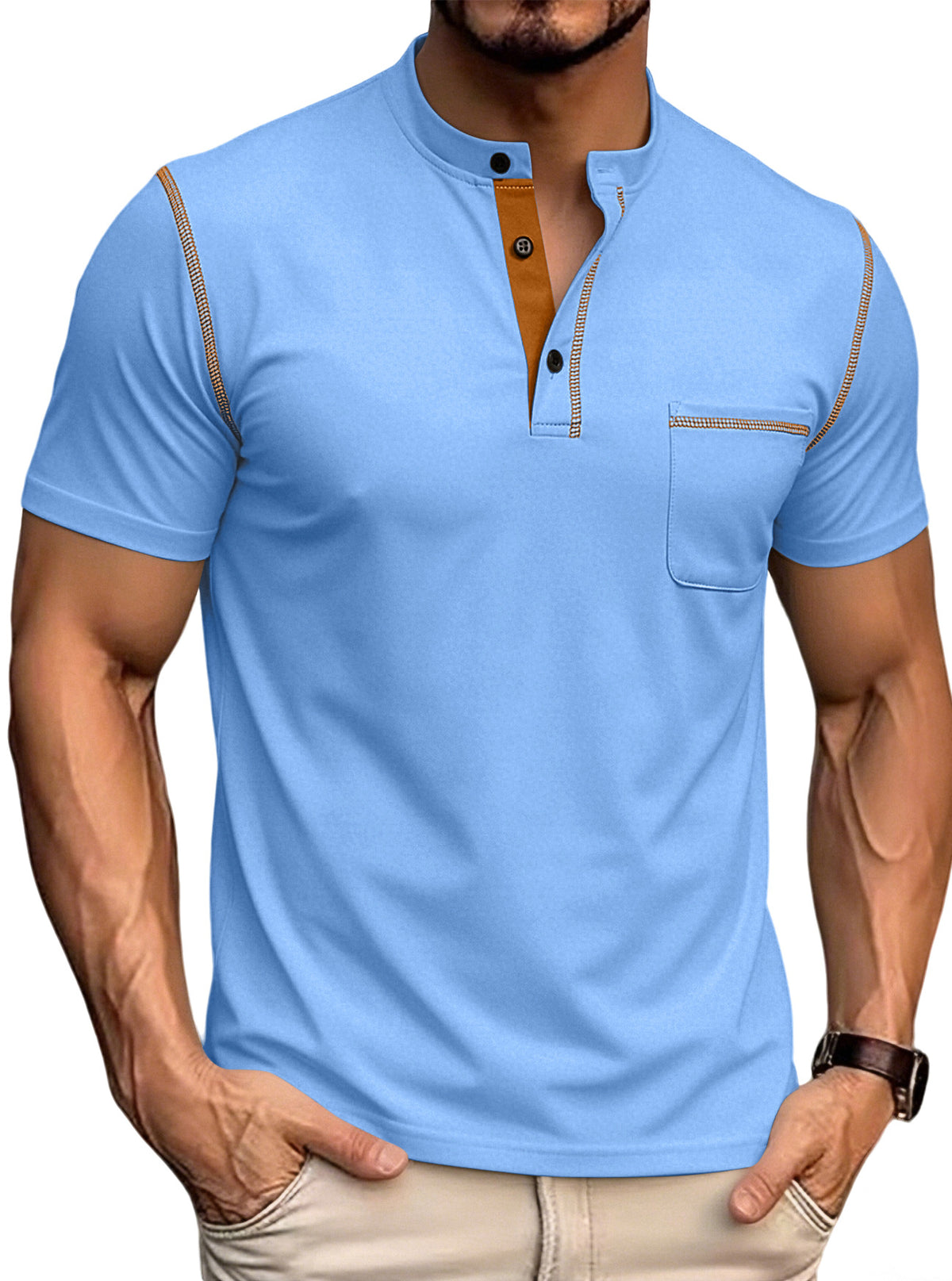 Col Henley pour hommes à la frontière