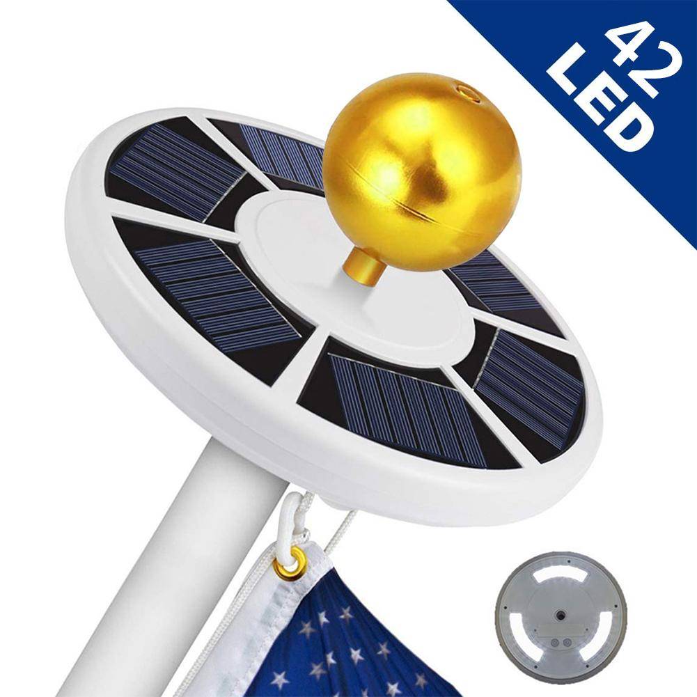 42 LED Solar Flag Pole Lumière réglable en extérieur Camping Tente Lumière
