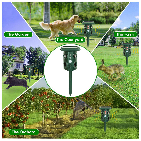 5 Modes Animal Repeller - Solar/USB Rechargeable
