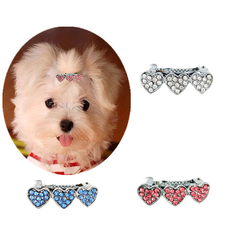 Barrettes de coeur en alliage de Strass Peach