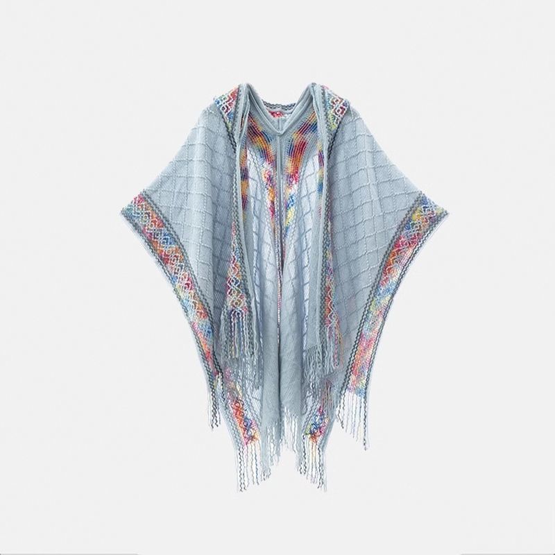 Châle à capuchon de style ethnique pour les femmes