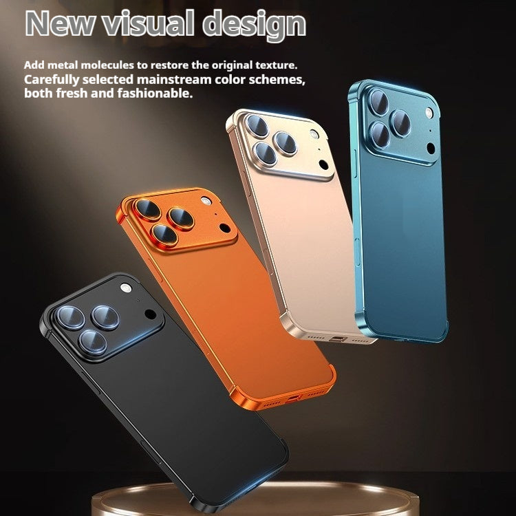 Plaquette à quatre corners en métal pour Iphone17promax Boîtier de téléphone ultra-mince sans cadre de protection C