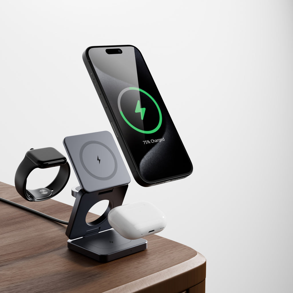 Three-in-one magnetic wireless charger