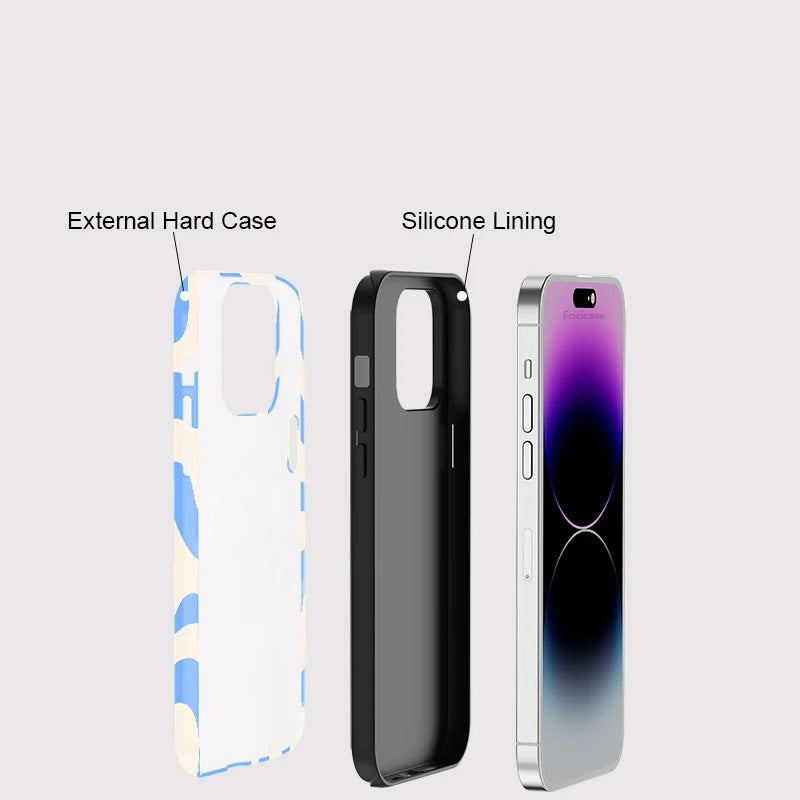 Design minimaliste de boîtier de téléphone à rayures bleues