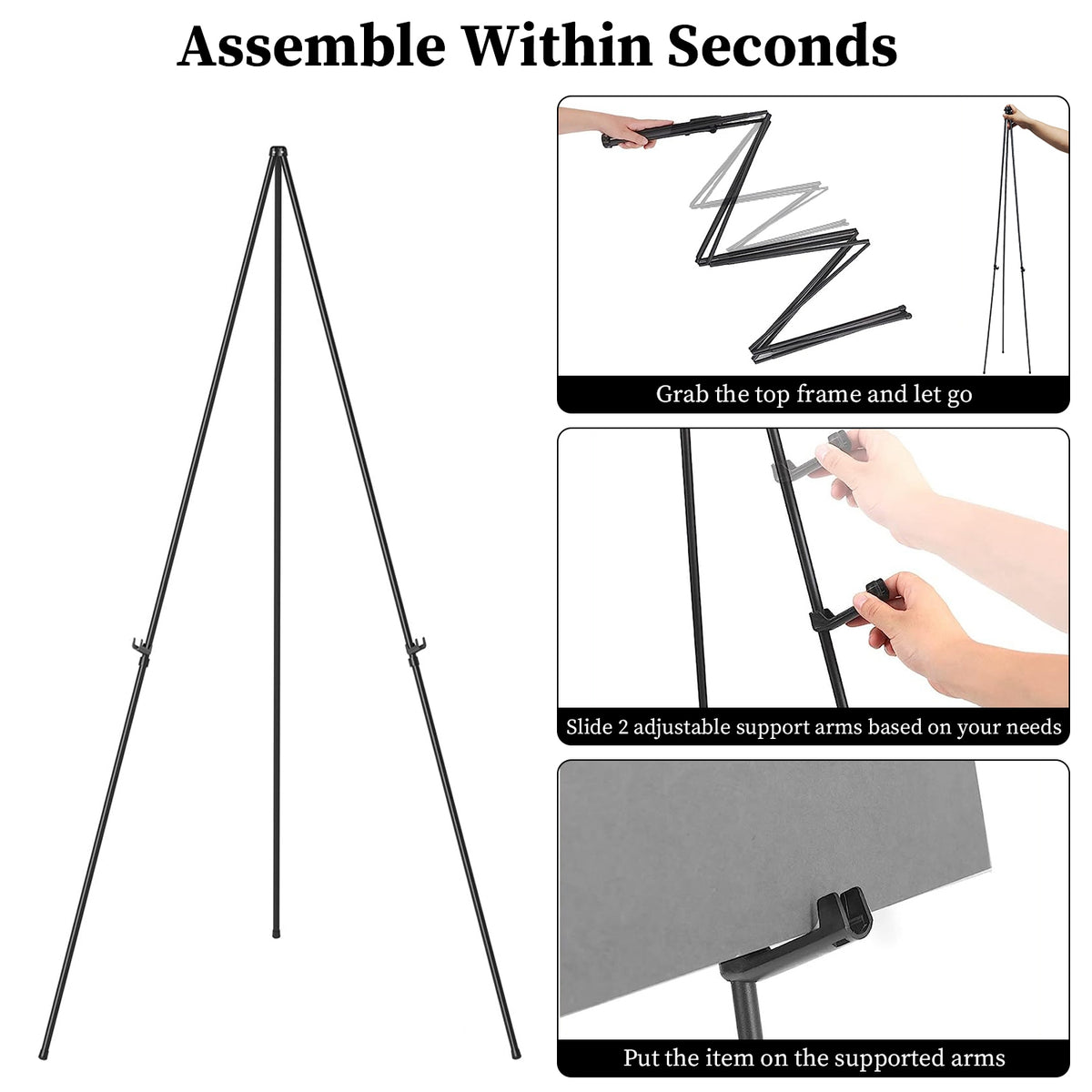 2 Pack Easel Stand pour l'affichage 61in Collapsible un cadre trépied Easel fer alliage dessin St