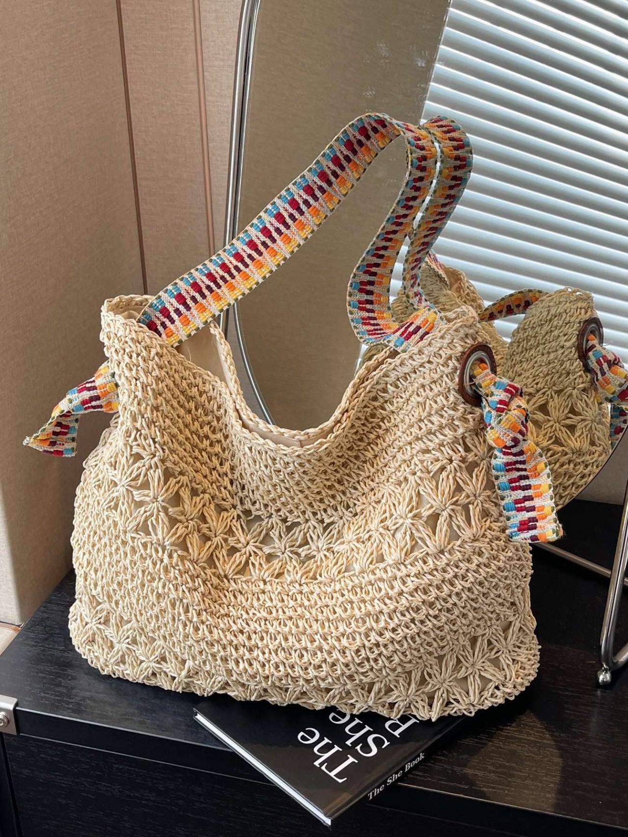 Sac en paille de style marine pour femmes parfaits pour les vacances d'été sur la plage