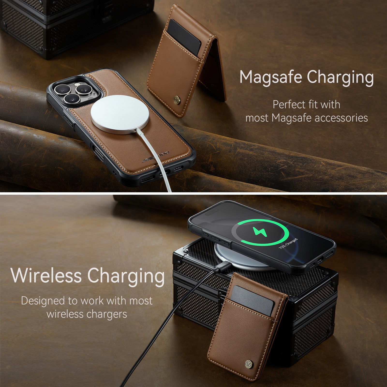 Boîtier de téléphone amovible magnétique sans fil avec support de carte antivol