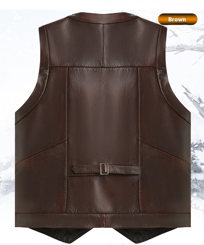 Veste en cuir véritable Homme Premier couche Cowhide Vêtements de moto