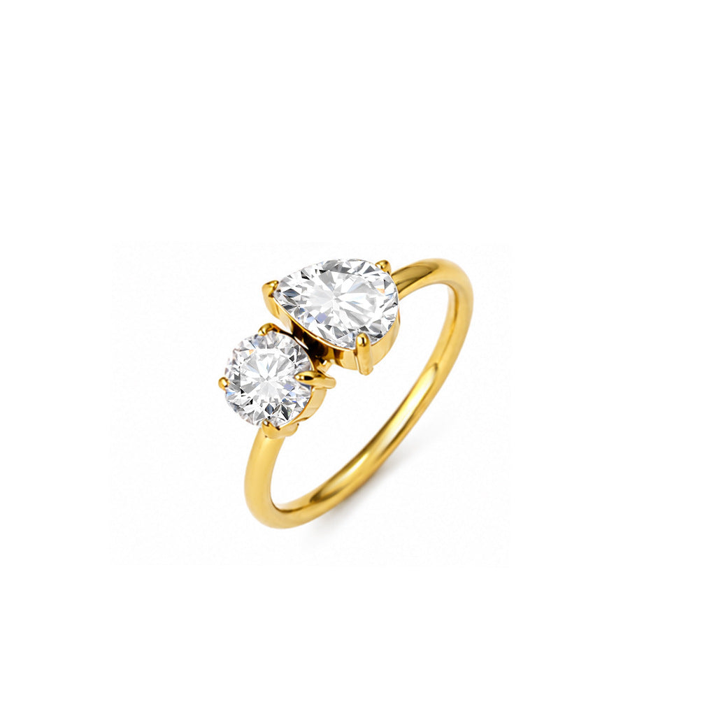 Anneau de titane en acier inoxydable Zircon pour femmes