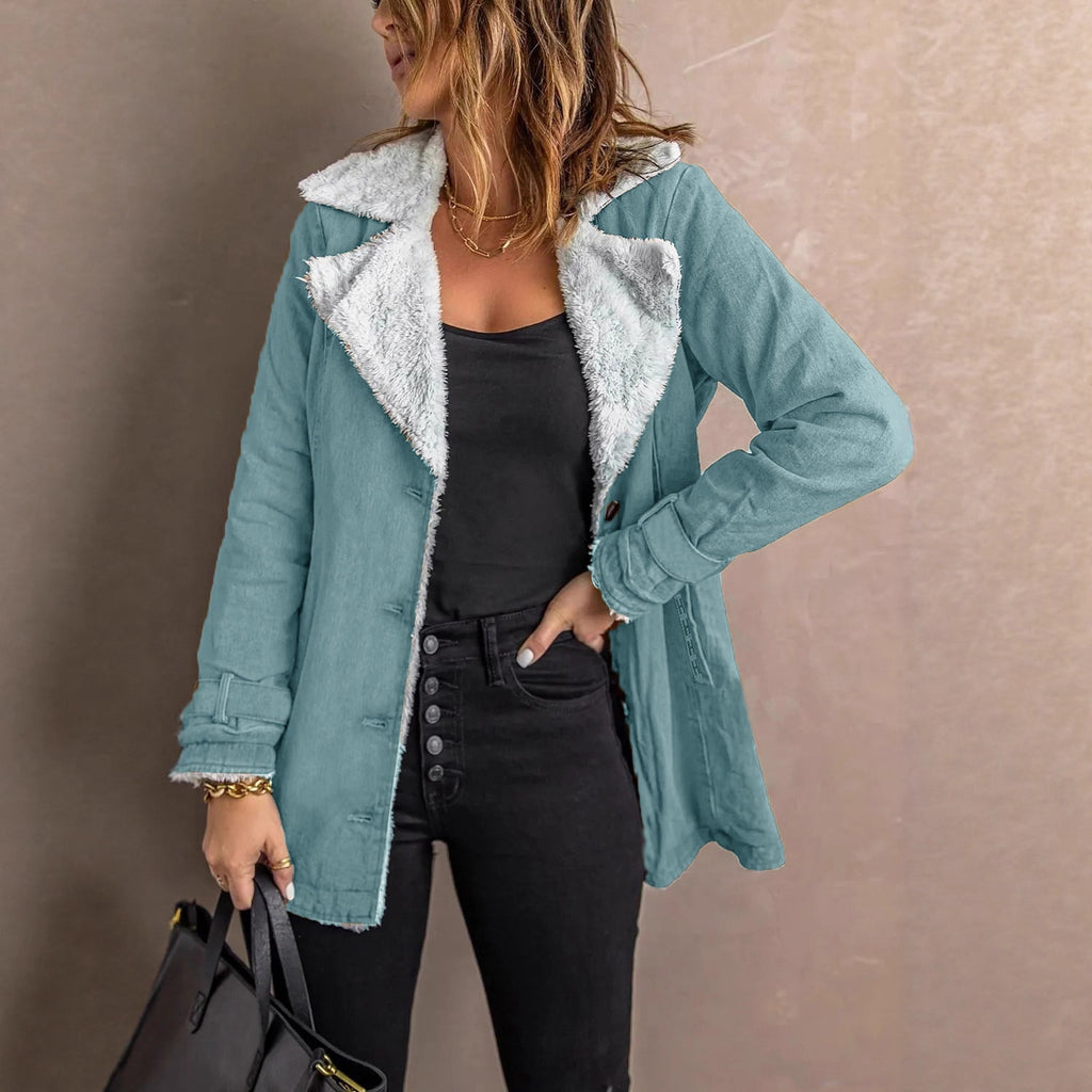 Manteau à manches longues pour femmes avec doublure en polaire