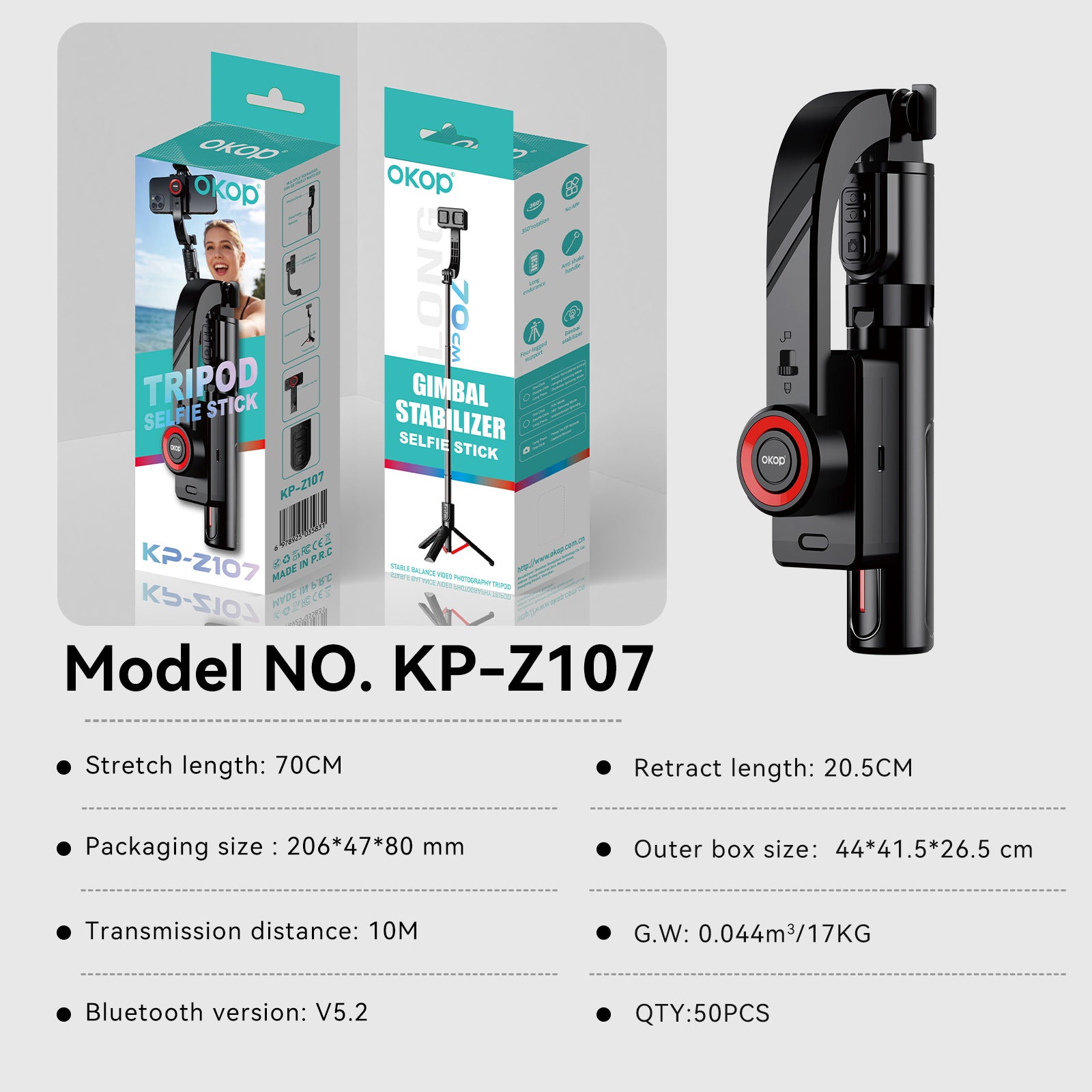 Source d'usine de stabilisateur Gimbal pour téléphone intelligent portatif universel KP-Z