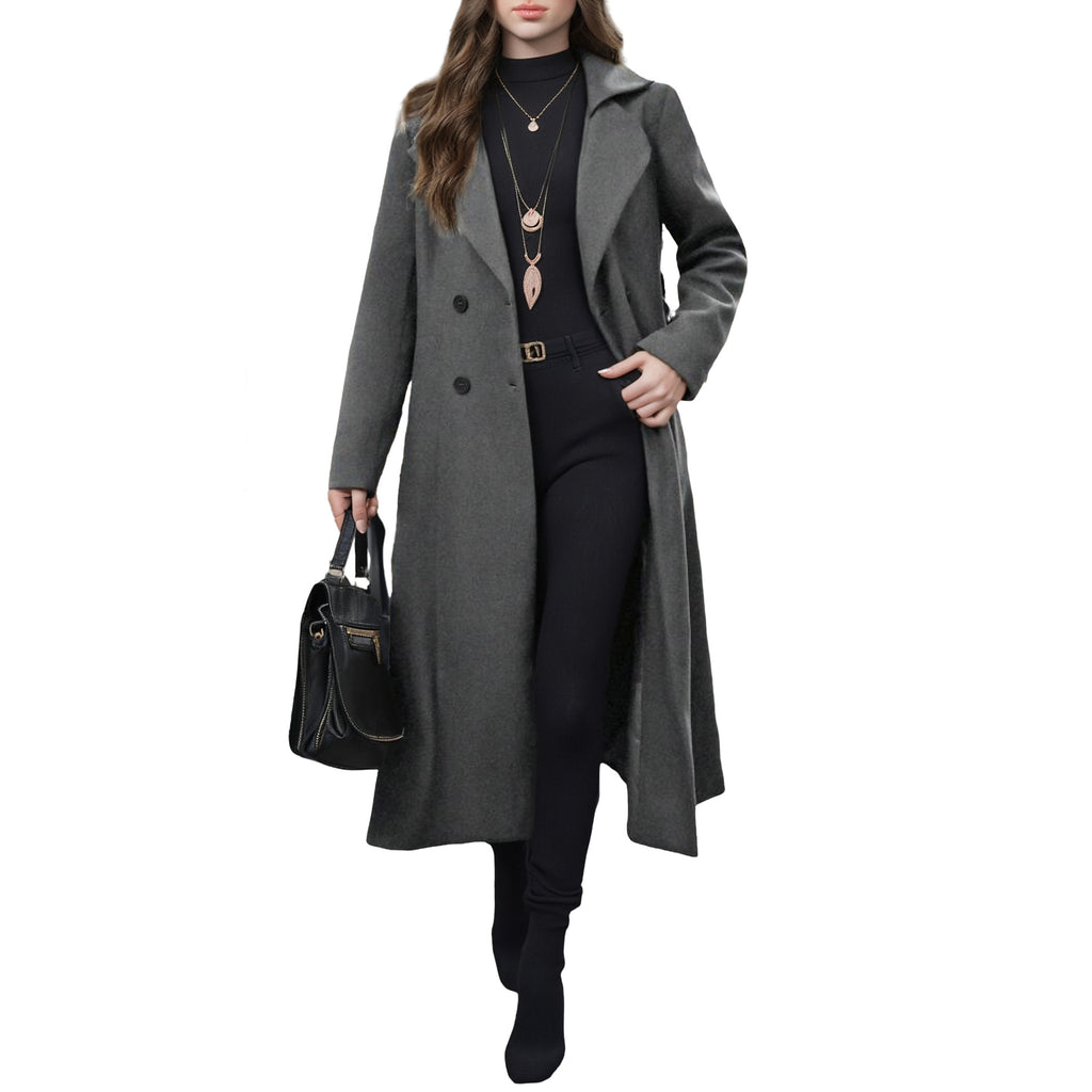 Manteau de laine Lapel d'arrivée avec cravate et double-brassed Design