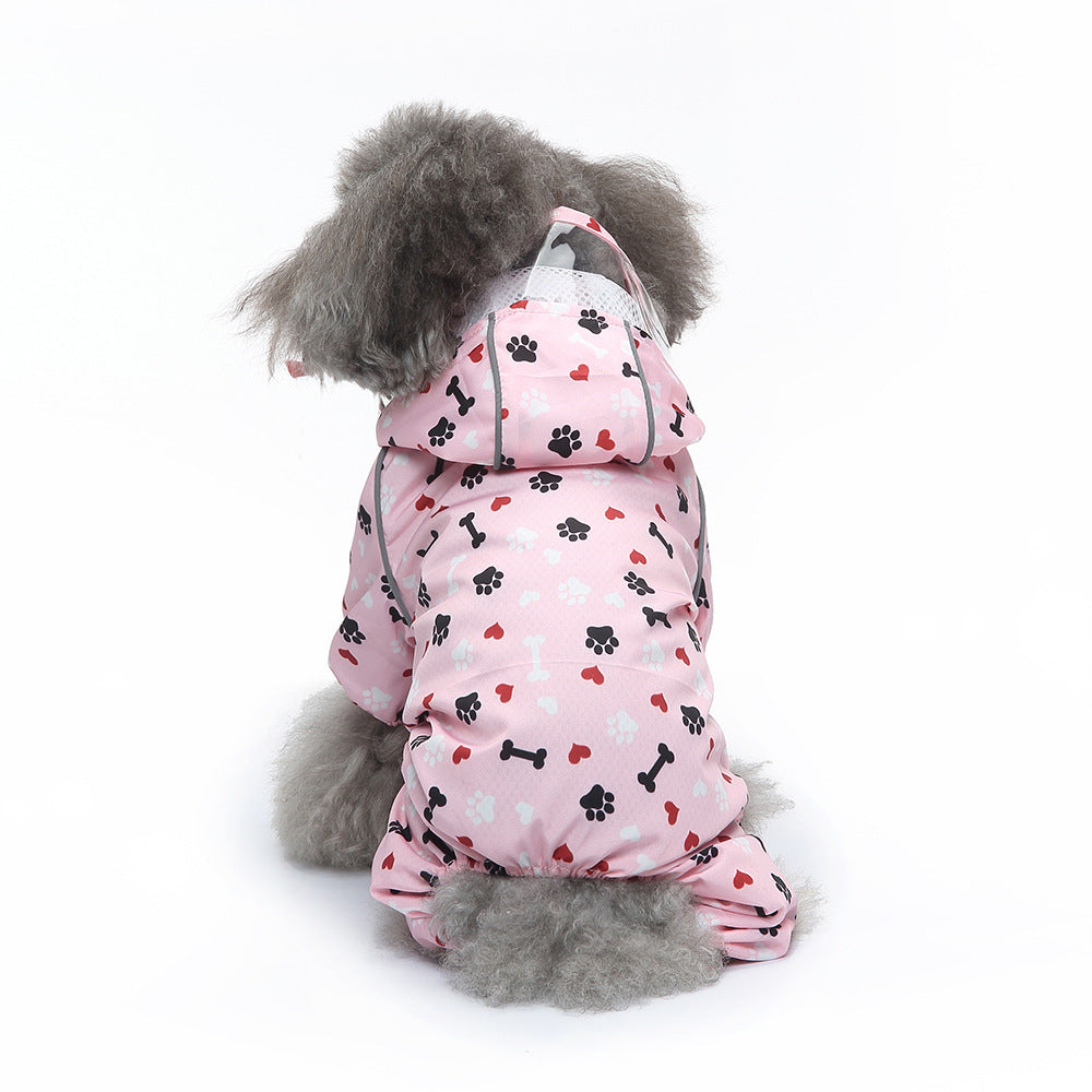 Pet Sound Dog Raincoat à quatre pattes Reflective Raincoat Pattern Dog Four Seasons Universal