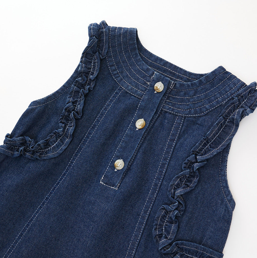 Robe de denim sans manches de style coréen pour filles