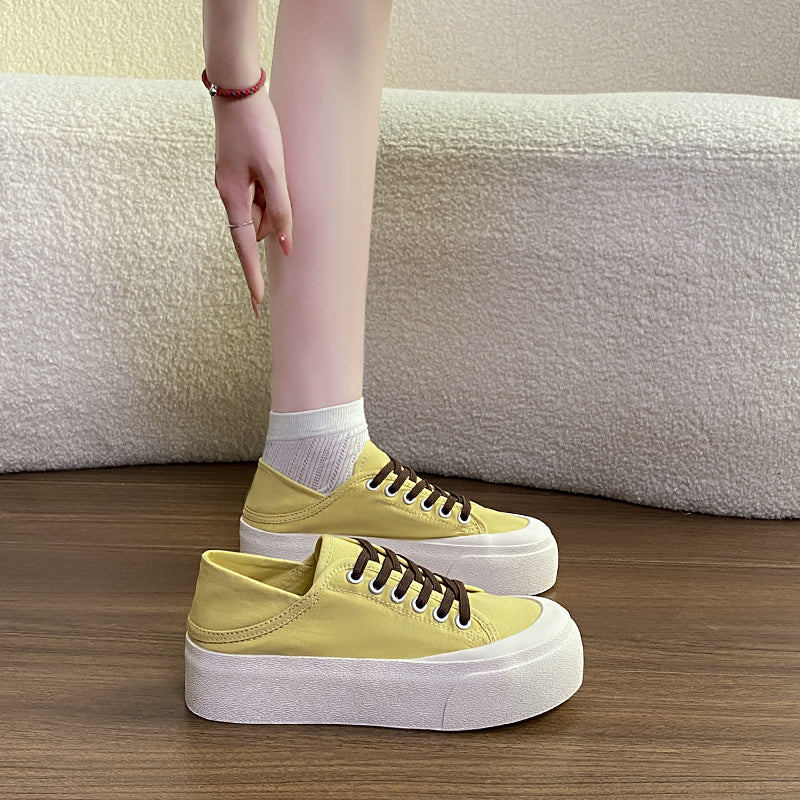 Femmes Versatile Style Coréen Platform Toile Chaussures Été Arrivée Trendy Confortable Ligh