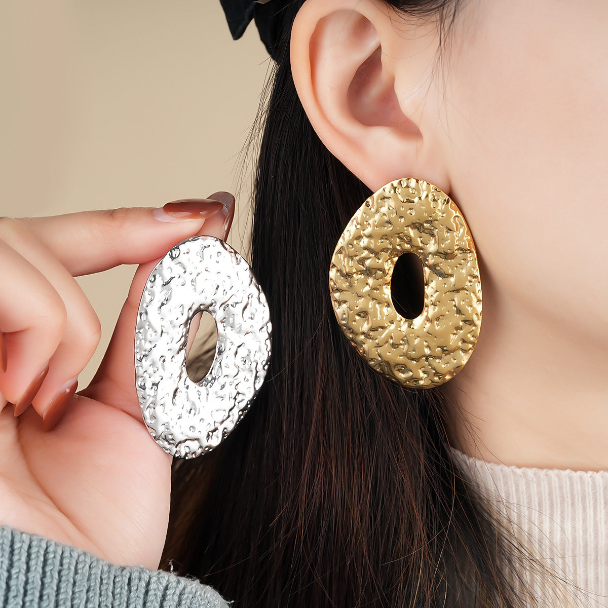Boucles d'oreilles rondes en acier inoxydable rond européen et américain