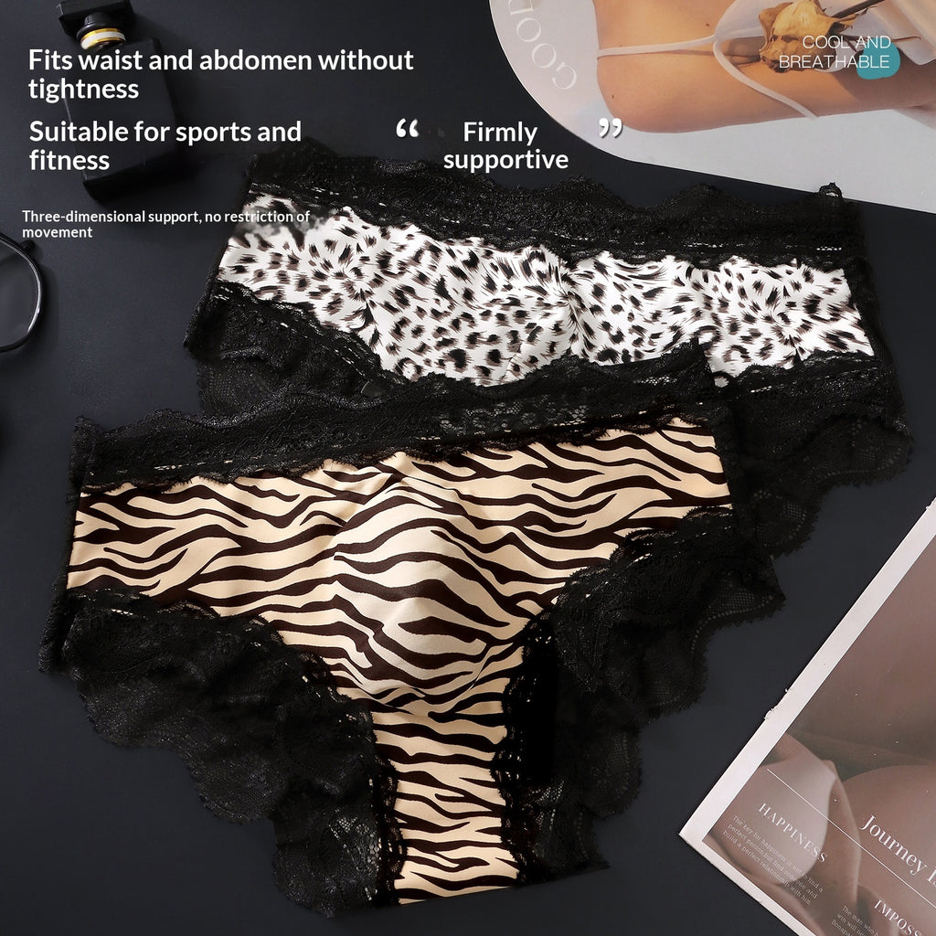 Silk Leopard-print Dentelle Breathable Slips pour hommes